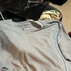 Aerie Light Gray Textured Sweatshirt